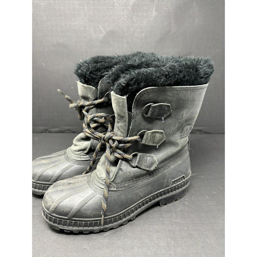 Vintage Sorel Badger Women's Olive Green Leather Snow Boots Size 6